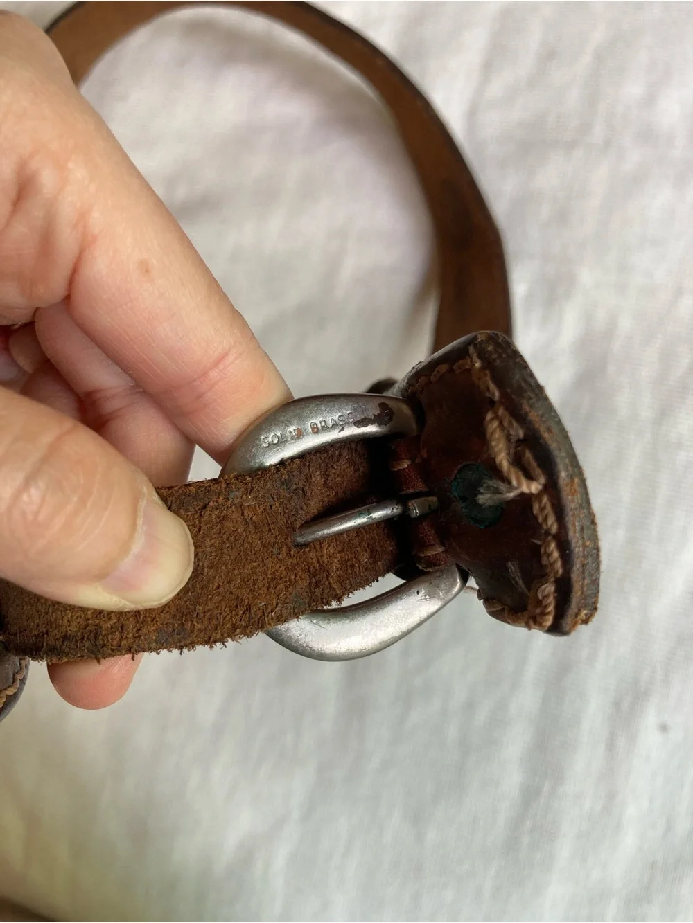 Vintage Duluth Classic Brown Leather Men’s Belt - Stitched Casual Style 43”-47”
